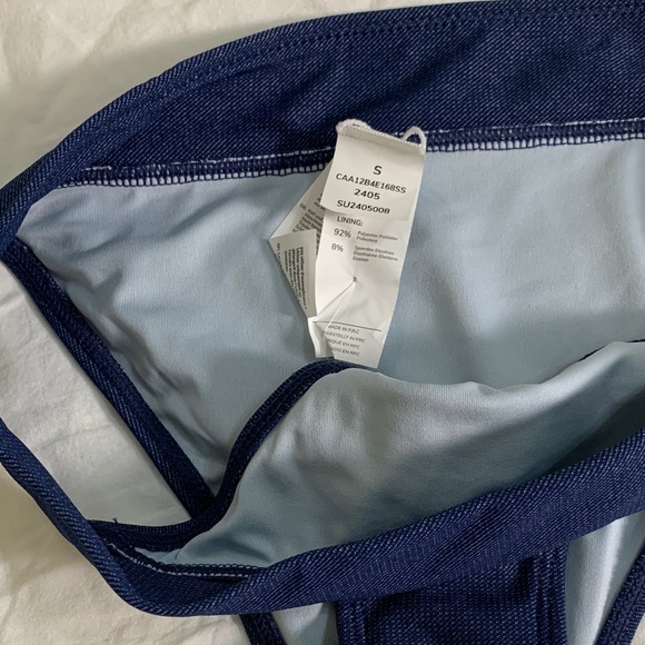 New Cupshe Navy Blue Denim‎ Jean Print Bikini Set S/M - Picture 7 of 9